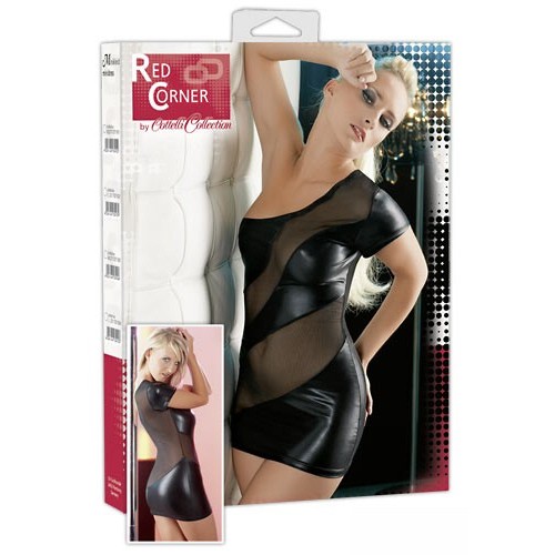 Net and Glossy Mini Dress