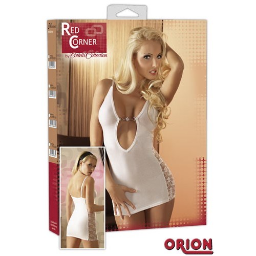 Rhine Stone Mini Dress (White, with silver glitter)